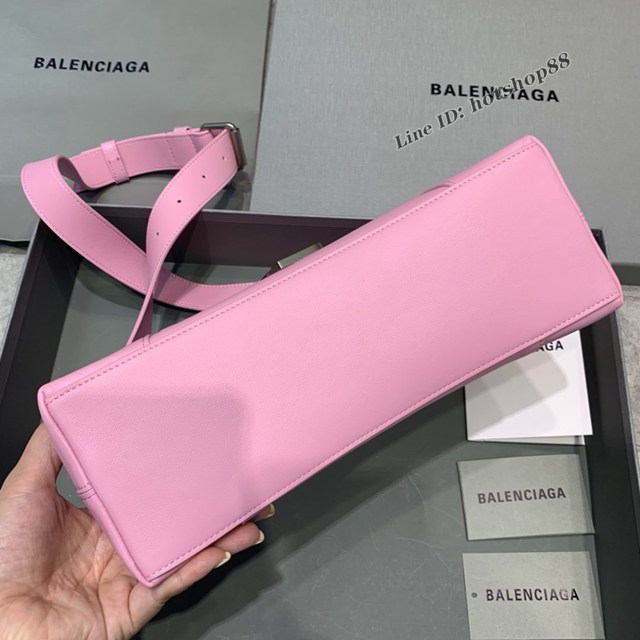 Balenciaga巴黎世家專櫃爆款大號粉色銀扣Hourglass沙漏包 fyj1829